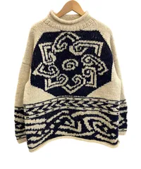 ヴィンテージ vintage 80’s~90's 80年代 90年代 AMOS ANDES エクアドルニット 総柄 US古着 セーター ホワイト フリーサイズ 101MT-3658