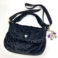 ANNA SUI  2WAY ショルダー バッグ  刺繍 スエード ベロア チャーム