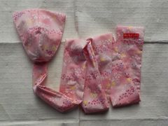☆ふんどし☆ピンクに散り桜と蝶柄の太紐黒猫褌Lサイズ両A面「褌工房さっぽろ」