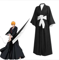 アニメ BLEACH 黒崎一護 死覇装 無月 コスチューム 高精度プリント ハロウィン 変装 イベント コスプレ衣装 通気性素材 サイズ複数展開 洗濯OK xzds