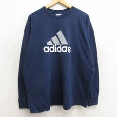 XL/古着 アディダス adidas 長袖 ビンテージ Tシャツ メンズ 90s ビッグロゴ 大きいサイズ コットン クルーネック 紺 ネイビー 24aug01 中