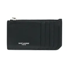 サンローラン SAINT LAURENT フラグメント ジップポーチ カーフレザー 609362 フラグメントケース カードケース カードホルダー コインケース メンズ レディース ブラック 中古 mbg01007