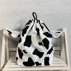 入手困難　牛柄ショルダーバッグ　ミニ巾着　カウ　牛柄　白　茶系　大人気　値下げ 0_993c5d3898c71cf707f8b596149d
