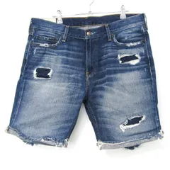 ホリスター デニムパンツ ショート丈 ジーンズ 大きいサイズ ボトムス メンズ 33サイズ ブルー Hollister 【中古】