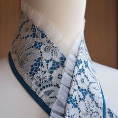No.190　着物 おしゃれ着こなし　伊達襟　伊達衿　重ね衿　4WAY　成人式　前撮り　振袖　卒業式　袴　ライトターコイズ・白ゴールド・白　フリル