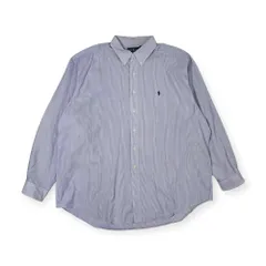 Ralph Lauren ラルフローレン BLAKE ストライプ BD ボタンダウン 長袖シャツ XXL/ブルー 大きいサイズ