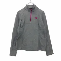 THE NORTH FACE フリース ジャケット レディース S ライトグレー ピンク ノースフェイス ハーフジップ ロゴ 古着卸 アメリカ仕入 a509-6071