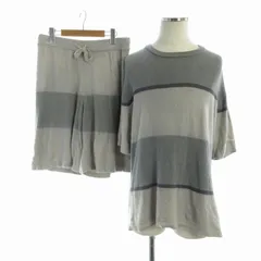 ジェラートピケオム GELATO PIQUE HOMME セットアップ 上下 2点セット ルームウェア 部屋着 ナイトウェア スムーズィーライトブロックボーダープルオーバー カットソー ショートパンツ ハーフ ニット 半袖 L グレー /RO