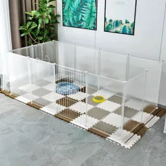 【数量限定】仕切り 脱走防止 パネル ジョイント式 パーテーション 小型犬 ペットゲージ 組み立て柵 自由 セット ドア付き 透明パネル 45×35cm ペットサークル 12枚 ペットフェンス