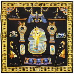 【HERMES エルメス】カレ90 スカーフ TUTANKHAMUN ツタンカーメン シルク ブラック