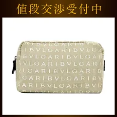 ブルガリ ポーチ ec-22042 ベージュ ロゴマニア 小物入れ 美品