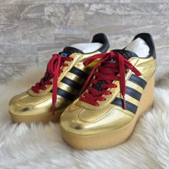 ★ GUCCI×adidas グッチ×アディダス /ガゼル ロゴデザイン レースアップ ウェッジソール スニーカー ゴールド 36 23㎝ イタリア製 レディース PAWNSHOPRiZ  パウンショップリズ