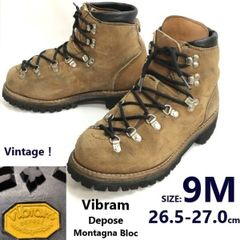 80s以前?Vintage★Vibram Depose Montagna Bloc/3段表記★本革/トレッキングブーツ/シューズ【26.5-27.0/茶】Leather/Boots/shoes◆bZ-209