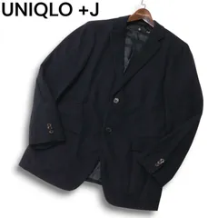 UNIQLO +J ユニクロ × ジルサンダー 秋冬 ウール100％★ ストライプ テーラード ジャケット ブレザー Sz.M メンズ ネイビー