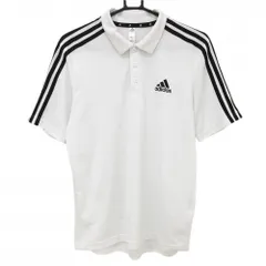 アディダス 半袖ポロシャツ 白×黒 肩3ライン メンズ M ゴルフウェア adidas
