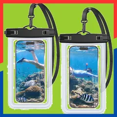 【即日発送】防水ケース 海 【2枚セット&熱圧技術】スマホケース IPX8認定 スマホ 水中・水上で操作できる 良いタッチ感度 指紋認証/顔認証 ロックがしやすい サイドボタンが押しやすい ストラップ付き 首掛け 高透過率 Sunytree 7インチ以下全機種