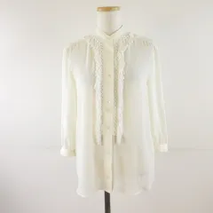 B&Y ユナイテッドアローズ BEAUTY&YOUTH ビューティー&ユース シャツ ブラウス 七分袖 フリンジ アイボリー オフホワイト *T162