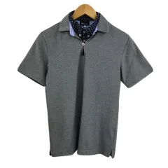 ティーケーミクスパイス タケオキクチ THE SHOP TK MIXPICE ポロシャツ レイヤード風 半袖 M グレー 紺 ネイビー