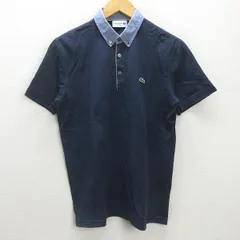 G■ラコステ/LACOSTE 半袖ポロシャツ/ワニ コットン【US/M】紺/men's/97【中古】■