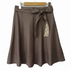 バーバリーブルーレーベル BURBERRY BLUE LABEL スカート フレア ひざ丈 リボンベルト 38 茶 ブラウン