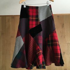 美品　ヴィンテージ　コムデギャルソン　ウール　パッチワーク風　ロングスカート 美品 ヴィンテージ コムデギャルソン ウール パッチワーク風