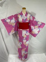 新品未使用　匿名配送　浴衣　レディース　ピンク 　白　ベージュ　薔薇　バラ　柄