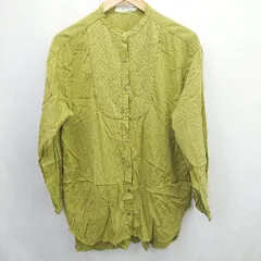 ◇ Θ AMERICAN HOLIC 長袖 バンドカラーキルティングシャツチュニック サイズL グリーン系 レディース E  【1505290026635】