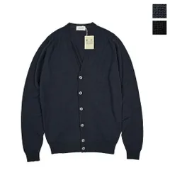 JOHN SMEDLEY ジョンスメドレー / BURLEY STANDARD FIT ニットカーディガン Vネック ハイゲージ エクストラファインメリノ ウール100% ネイビー ブラック 411242