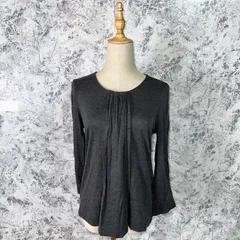 LANVIN ランバン　カットソー　長袖　丸襟　薄手　フレア　無地　春　秋【size 38】　グレー　灰