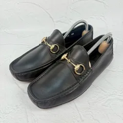 【良品】GUCCI グッチ オパンカーファー ドライビングシューズ  黒 ブラック 5M / 24cm相当