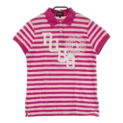 サイズ：2 PEARLY GATES パーリーゲイツ  半袖ポロシャツ フロッキー ボーダー柄 ピンク系 [240101330917]# ゴルフウェア レディース ストスト