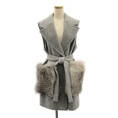 【美品】  UNITED ARROWS / ユナイテッドアローズ | ウール フォックスファーポケット ノースリーブコート | グレー | レディース