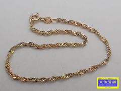 750 ITALY スリーカラーゴールド スクリューチェーン ブレスレット 18.5cm 2.08g 中古B 【送料無料】 C-9411【質屋出品】