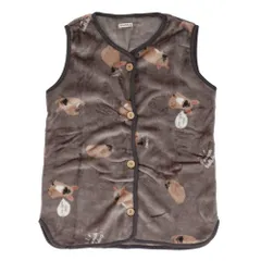 ☆ 5B.フレンチブルドッグGY ☆ フランネルKIDSスリーパー スリーパー キッズ ベスト 着る毛布 パジャマ ルームウェア 前開き 半そで ボタン 寒さ対策 防寒対策 軽量 寝冷え防止 男の子 女の子 もこもこ 暖かい 部屋着 子ども 子供