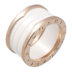 ブルガリ BVLGARI ビーゼロワン B-zero1 3バンド リング #55 K18PG ホワイトセラミック 仕上済