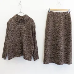 JIROW ヴィンテージ セットアップ トップス スカート ハイネック レオパード アンゴラ混 w846431i