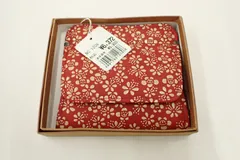 ◆印伝屋11◆未使用保管品 財布 花柄 梅 赤/コンパクト財布