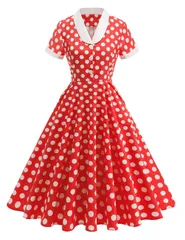 【人気商品】膝丈 aライン レトロワンピース ドレス 50年代 ロカビリー ワンピース スイングワンピース パーティー 通勤 通学 Dresstell(ドレステル)レディース カジュアル 可愛い 春夏 クリスマス