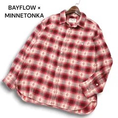 Minnetonka × BAYFLOW ミネトンカ ベイフロー 秋冬 ネル★ 長袖 総柄 チェック ワーク ネル シャツ Sz.3 メンズ