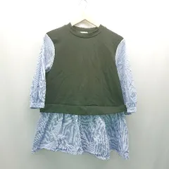 ◇ a.v.v アー・ヴェ・ヴェ クルーネック レイヤード ストライプ柄 長袖 カットソー サイズL ブラック ブルー レディース E  【1309040014350】