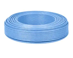 【在庫処分】100m LANケーブル cat6 自作用 ランケーブル 企業用 工事用 単線 UTP 専用ピン付 PoE対応 青