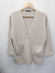 ◇ Θ nano universe ナノユニバース コットン混 長袖 ニット カーディガン サイズF ベージュ系 レディース E  【1507160005160】