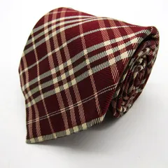 ポロ ブランド ネクタイ シルク チェック柄 格子柄 PO メンズ レッド POLO 【中古】