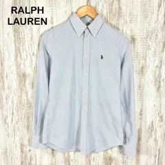RALPH LAUREN ラルフローレン カラーポニー ロゴ刺繍 ストライプ カスタムフィット CUSTOM FIT オックスフォード BD ボタンダウン 長袖 シャツ ブルー