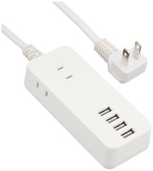 延長コード 電源タップ AC3個口 USB4ポート 1.5m USB 急速充電 オートパワーシステム搭載 トップランド ホワイト TPU15-WT