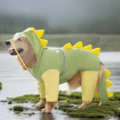 24 大型犬用　恐竜レインコート 雨がっぱ　グリーン　可愛い　ペット服　ドッグウェア