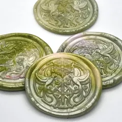 【4枚セット】シーリングスタンプ 封蝋 ハンドメイド 招待状 手紙 ウエディング スクラップ Wax Seal グリーン セット