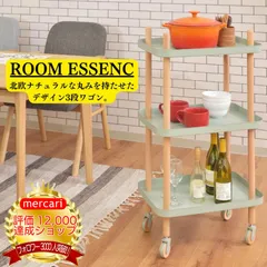 ROOMESSENCE(東谷)木製マルチワゴン3段ビーチ材スチールワゴンキャスター付きキッチンワゴンナイトテーブル北欧カラーホワイトグリーンシンプルナチュラル西海岸風かわいい花台水回りキッチン脱衣所子供部屋収納ディスプレイsylphPW-53のサムネイル