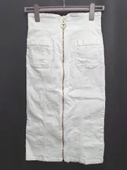 ◇ Θ PROPORTION BODY DRESSING フロントジップ バックスリット 膝下 デニム スカート サイズM ホワイト レディース P  【1409250004391】のサムネイル