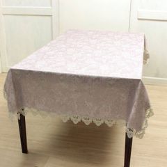 撥水加工 ピンク かわいい テーブルクロス 花柄 ラベンダー 高級品 長方形 はっ水 130×230 ６人掛け はっ水 ジャガード織 布製 レース 目隠しカバー フラワー 薔薇 フリークロス マルチクロス